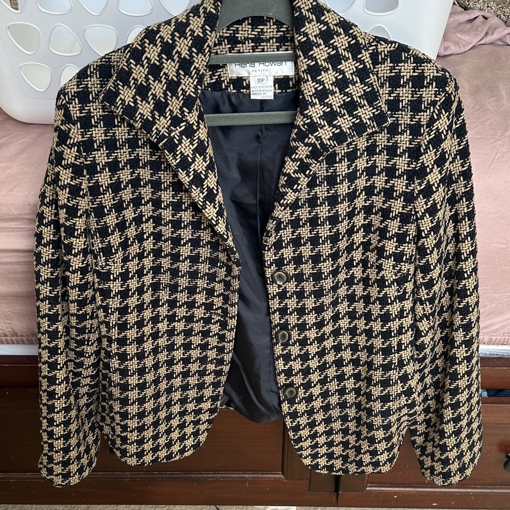 Rena Rowan Black & Cream Houndstooth Blazer